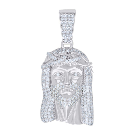 Sterling Silver Mens 1.34ct Moissanite Jesus Religious Charm Pendant