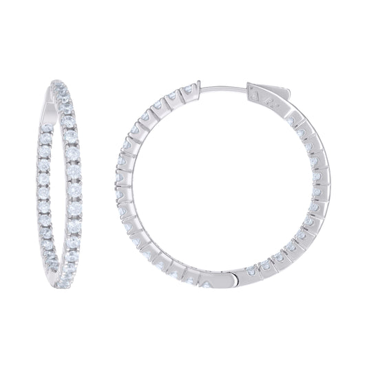 Sterling Silver Womens Cubic Zirconia 2.5mm Hoop Earrings