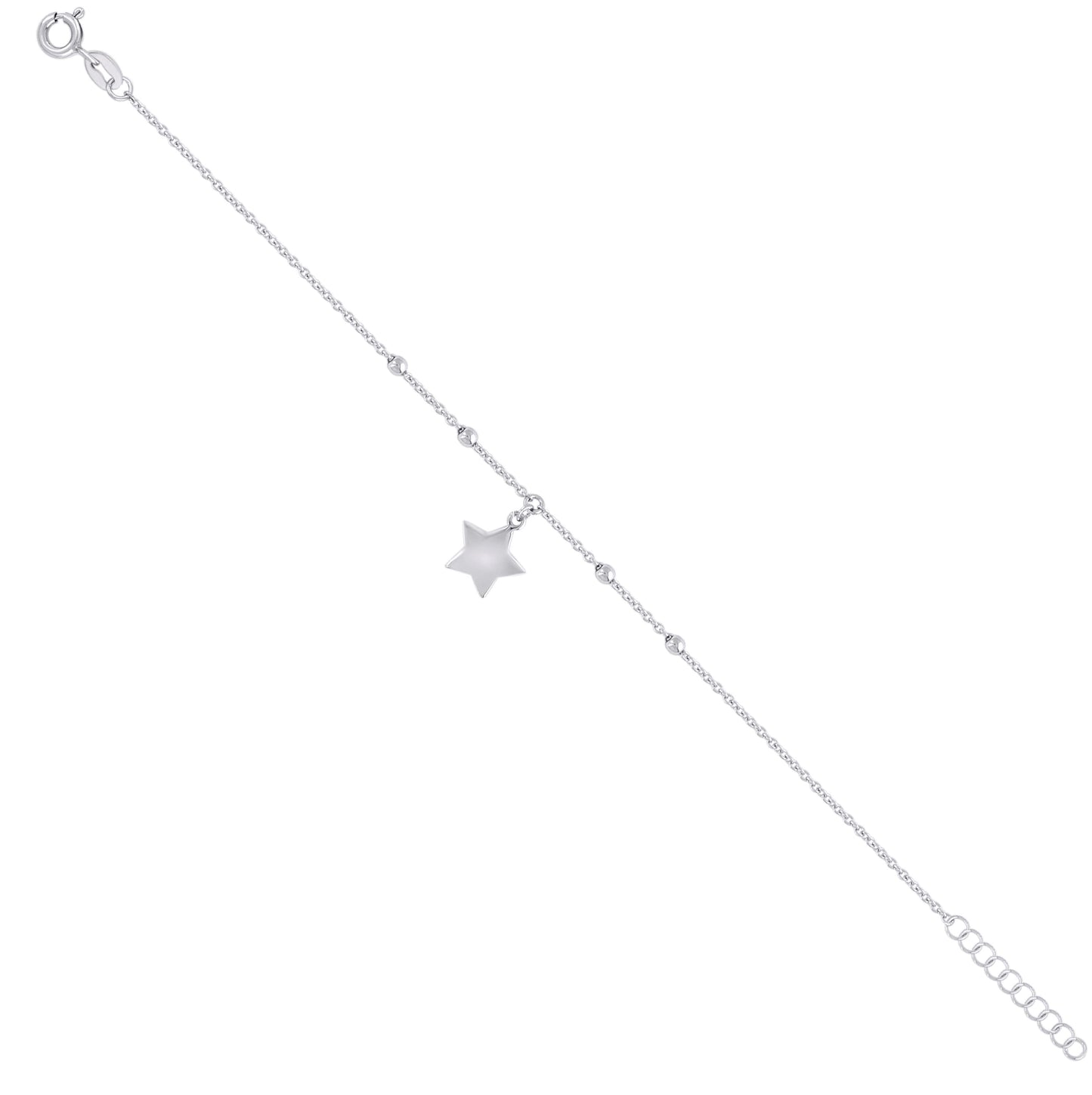 Sterling Silver Womens Star Fashion Charm Bracelet Size 7.5 Inches