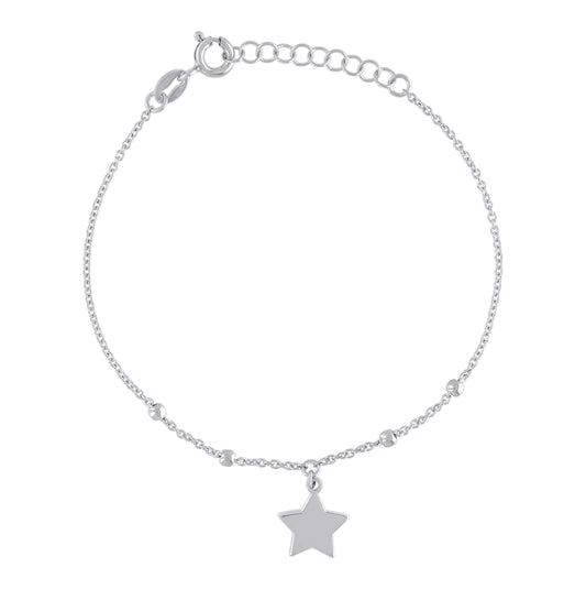 Sterling Silver Womens Star Fashion Charm Bracelet Size 7.5 Inches