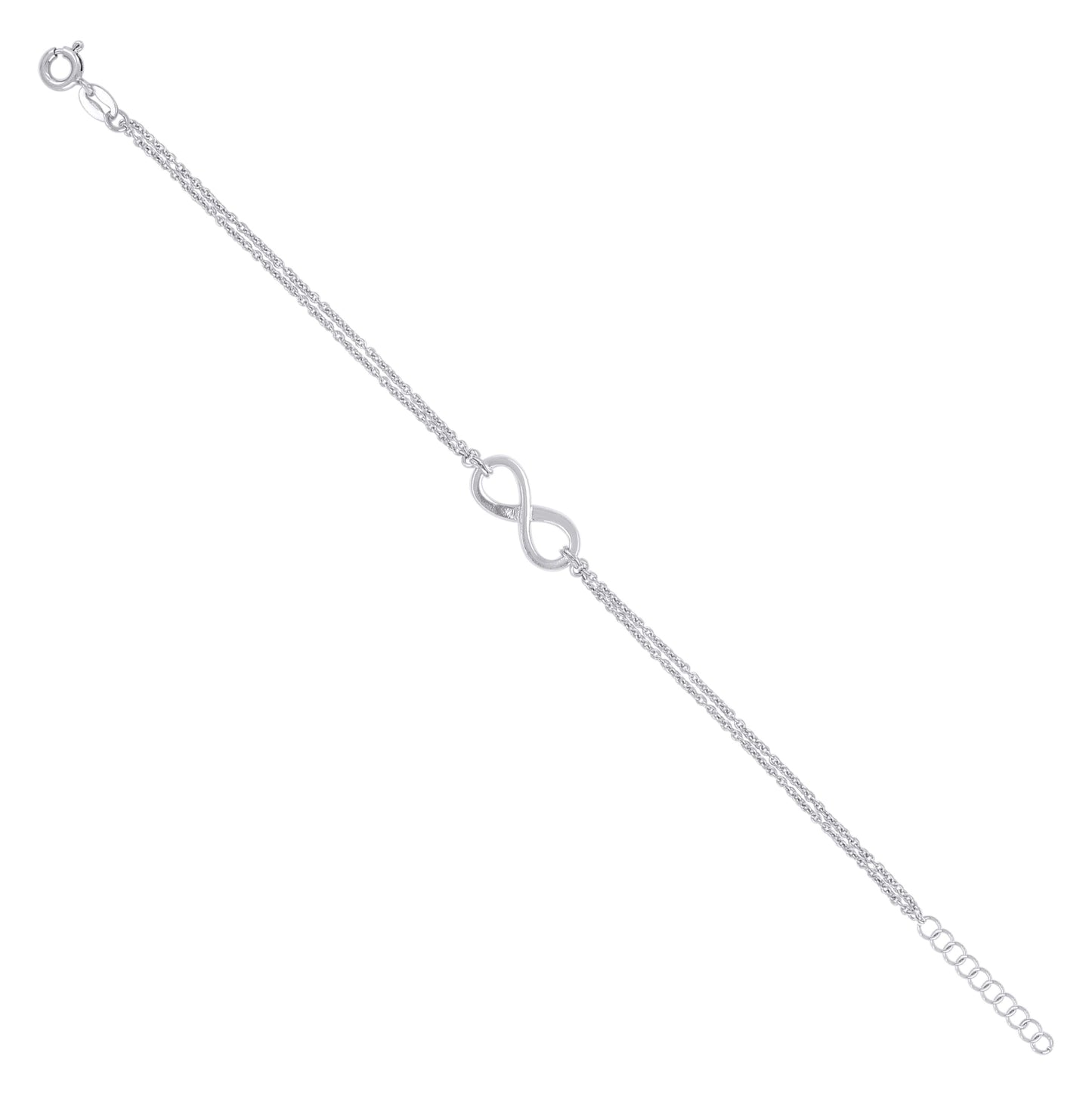 Sterling Silver Womens Infinity Charm Bracelet Size 7.5 Inches