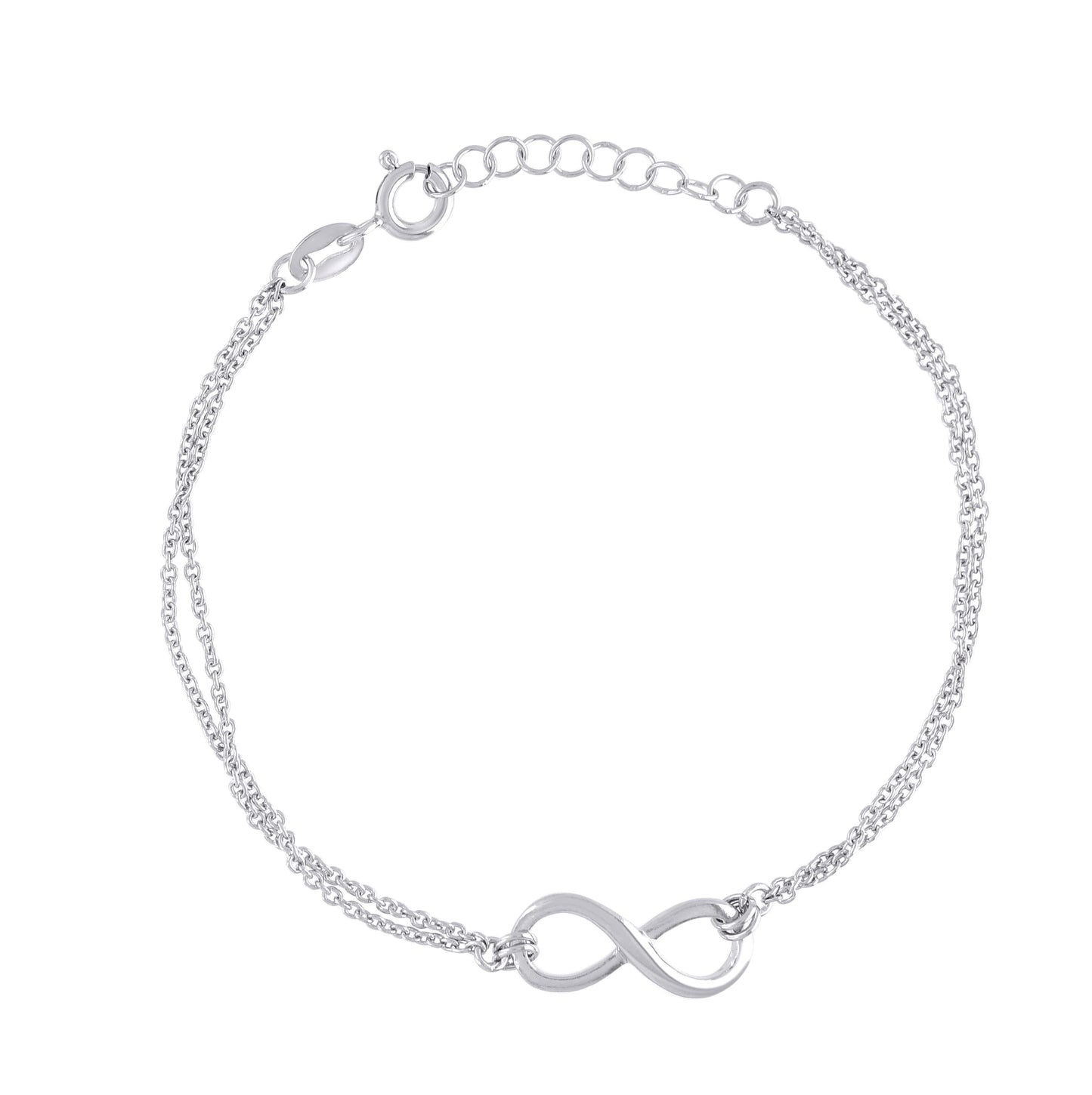 Sterling Silver Womens Infinity Charm Bracelet Size 7.5 Inches
