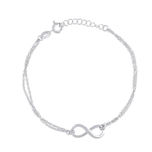 Sterling Silver Womens Infinity Charm Bracelet Size 7.5 Inches