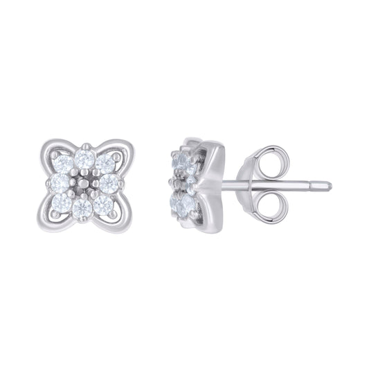 Sterling Silver Womens Cubic-Zirconia Fashion Stud Earrings
