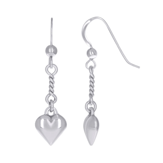 Sterling Silver Womens Heart Danglers Earrings