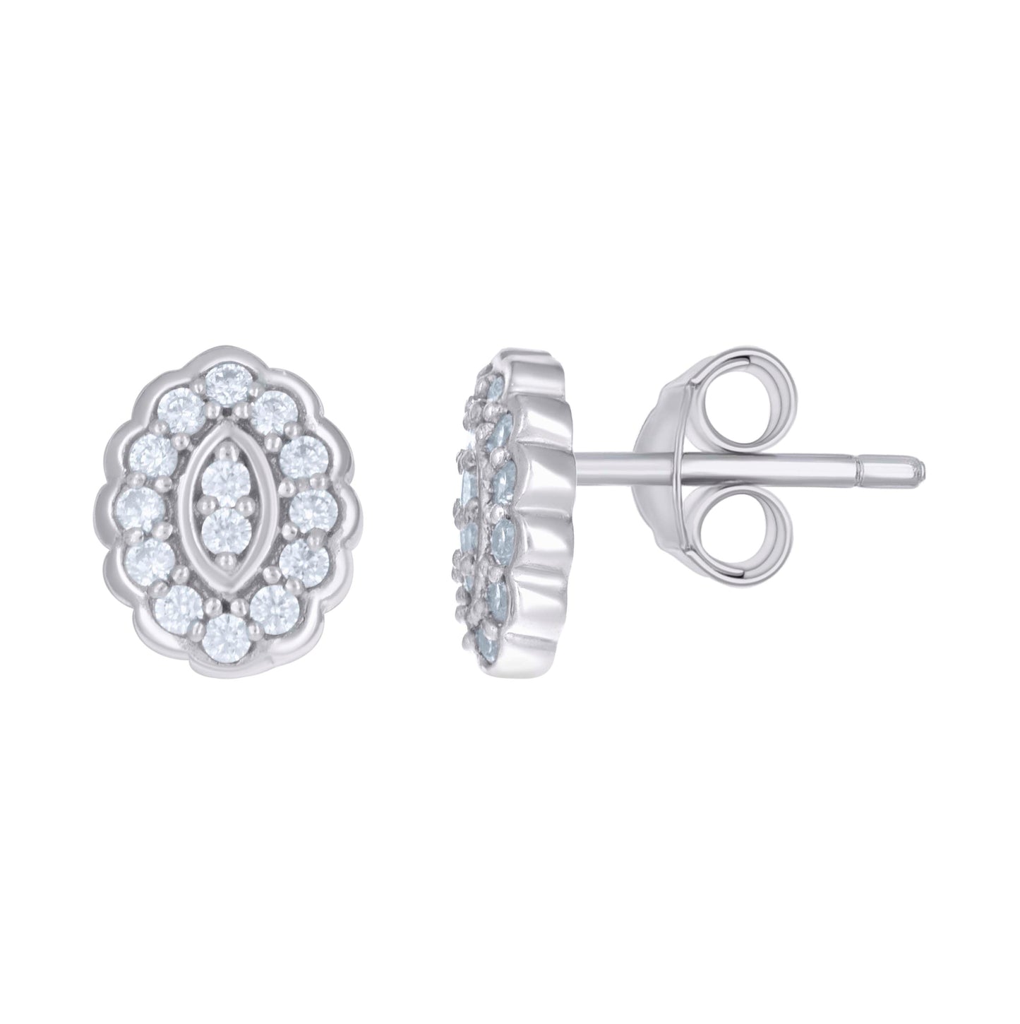 Sterling Silver Womens Cubic-Zirconia Fashion Stud Earrings
