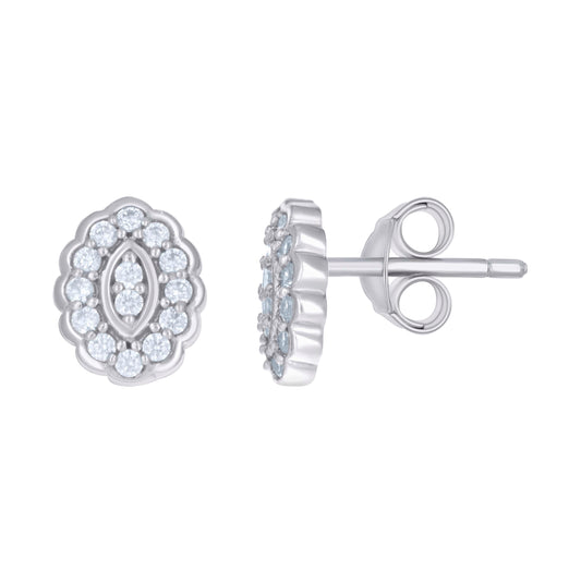 Sterling Silver Womens Cubic-Zirconia Fashion Stud Earrings