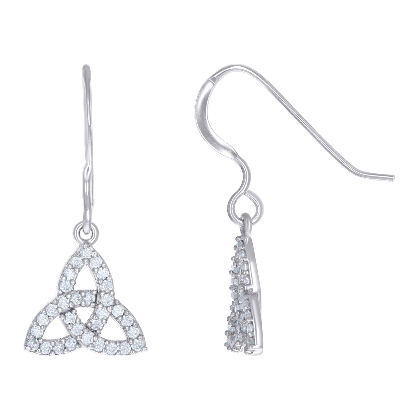 Sterling Silver Womens Cubic-Zirconia Trinity Knot Fashion Danglers Earrings