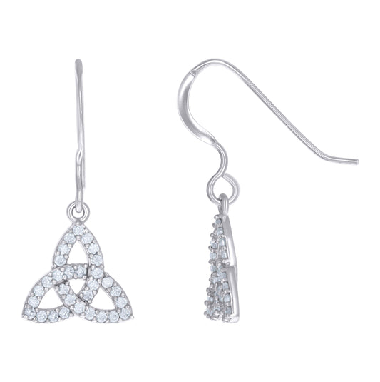 Sterling Silver Womens Cubic-Zirconia Trinity Knot Fashion Danglers Earrings