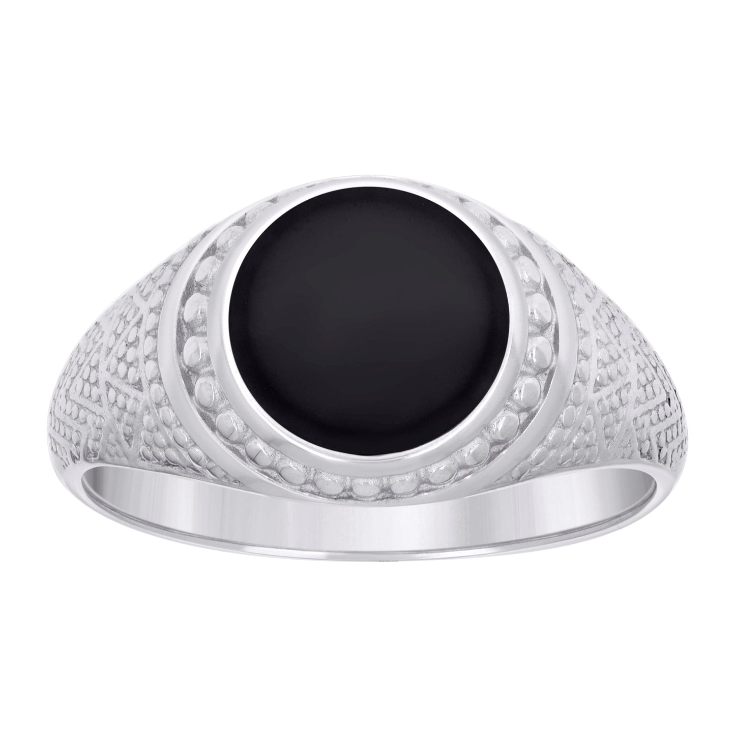 Sterling Silver Mens Black Enameled Round Head Fashion Bridal Anniversary Wedding Engagement Band Ring