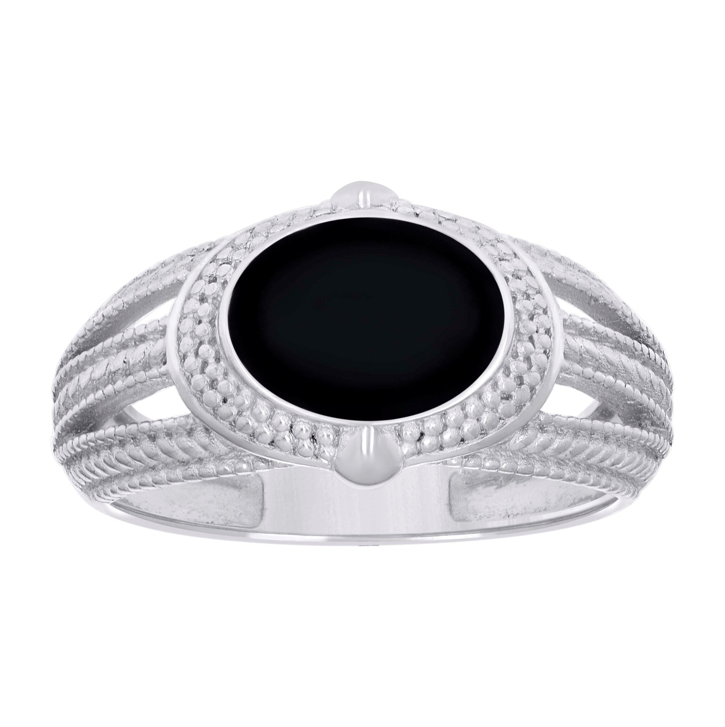 Sterling Silver Men's Black Enameled Oval Head Fashion Bridal Anniversary Wedding Engagement Band Ring