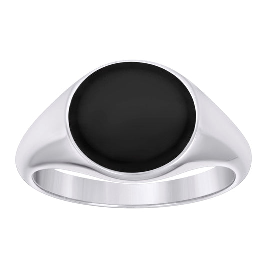Sterling Silver Men's Black Enameled Fashion Bridal Anniversary Wedding Engagement Band Ring