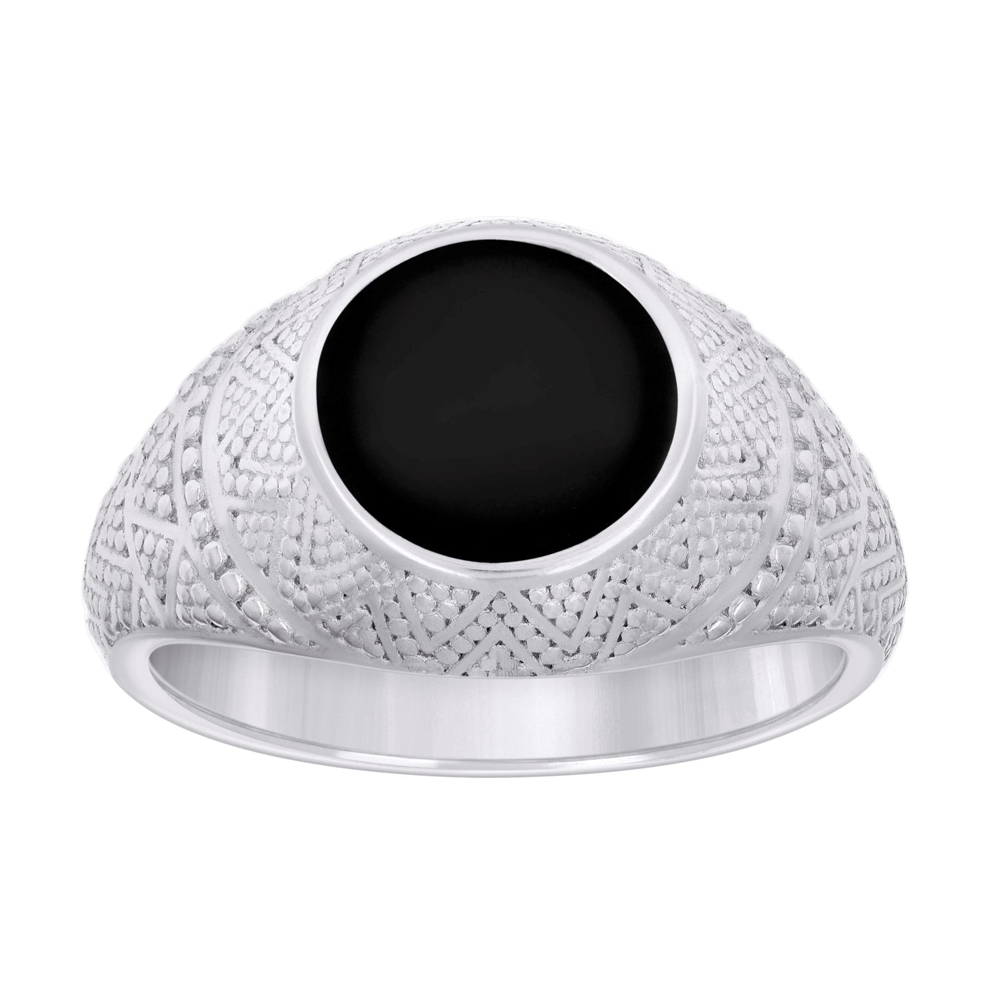 Sterling Silver Men's Black Enameled Fashion Bridal Anniversary Wedding Engagement Band Ring