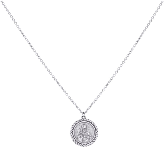Sterling Silver Womens Sacred Heart Of Jesus Religious Charm Necklace