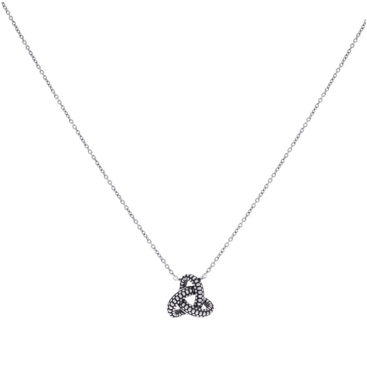 Sterling Silver Womens Antiqued Love Knot Charm Necklace