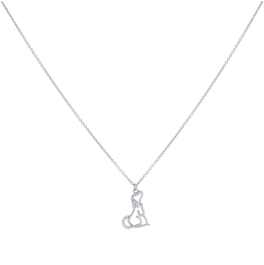 Sterling Silver Womens Cubic-Zirconia Dog Fashion Charm Necklace