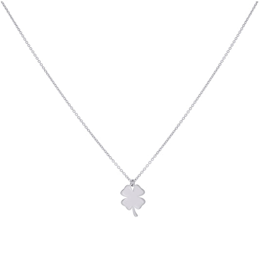 Sterling Silver Womens Clover Good Luck Charm Necklace