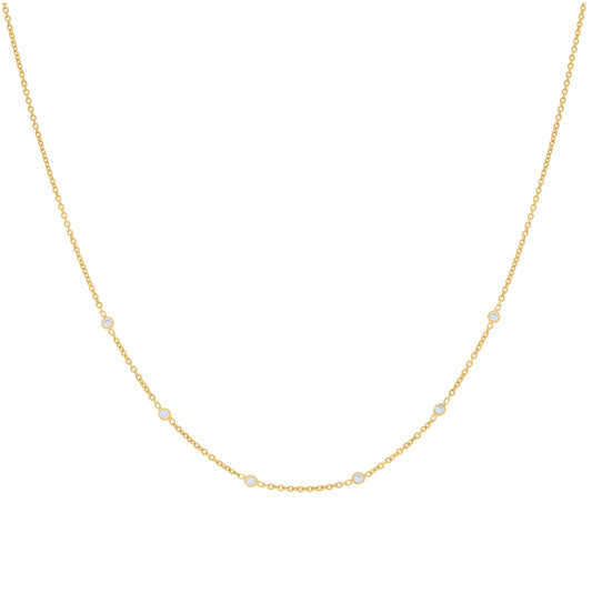 Sterling Silver Yellow-tone Womens Cubic-Zirconia Fashion Chain Necklace