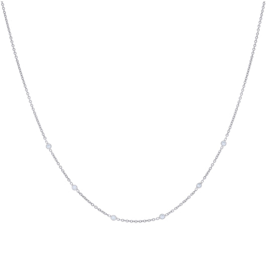 Sterling Silver Womens Cubic-Zirconia Fashion Chain Necklace Size 17 Inches