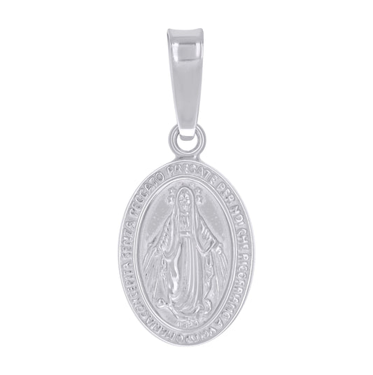 Sterling Silver Unisex Miraculous Medal Religious Charm Pendant