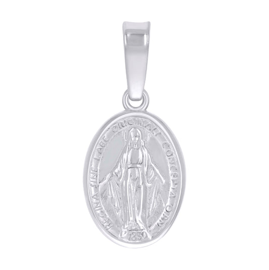 Sterling Silver Unisex Miraculous Medal Religious Charm Pendant