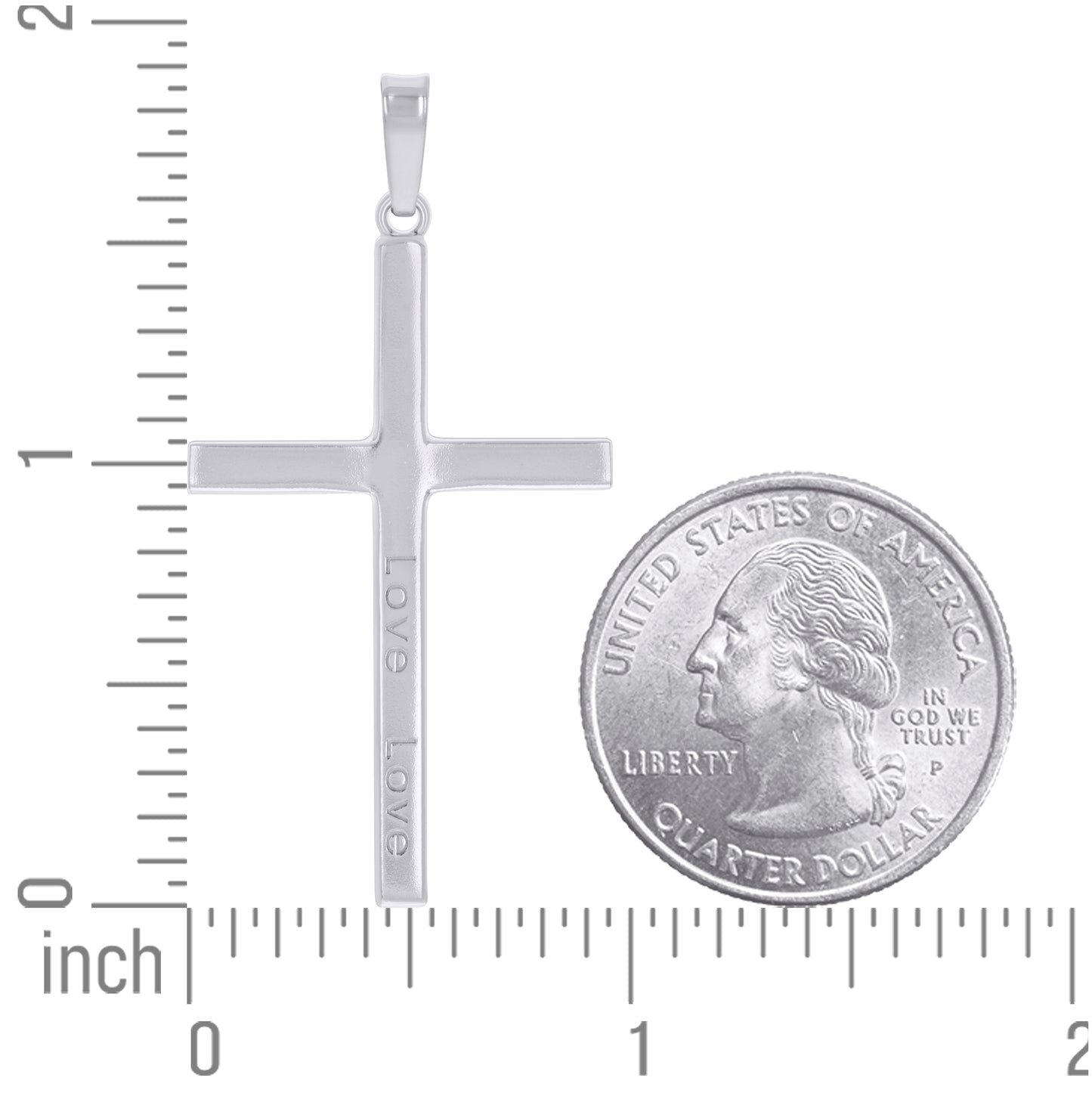 Sterling Silver Unisex Love Cross Religious Charm Pendant