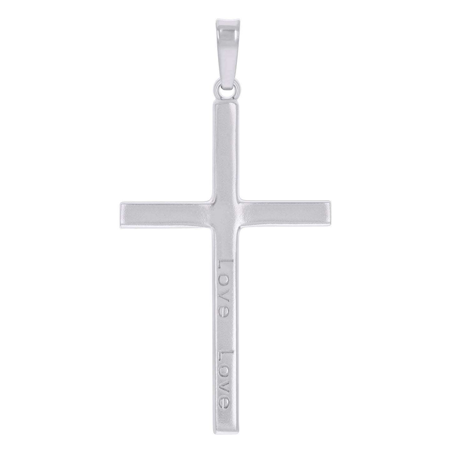 Sterling Silver Unisex Love Cross Religious Charm Pendant