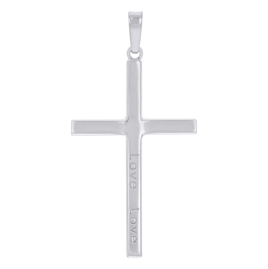 Sterling Silver Unisex Love Cross Religious Charm Pendant