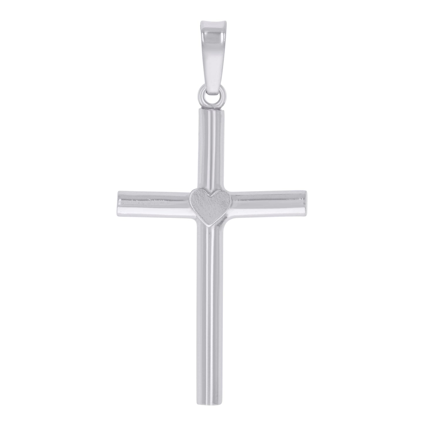Sterling Silver Unisex Heart Cross Religious Charm Pendant