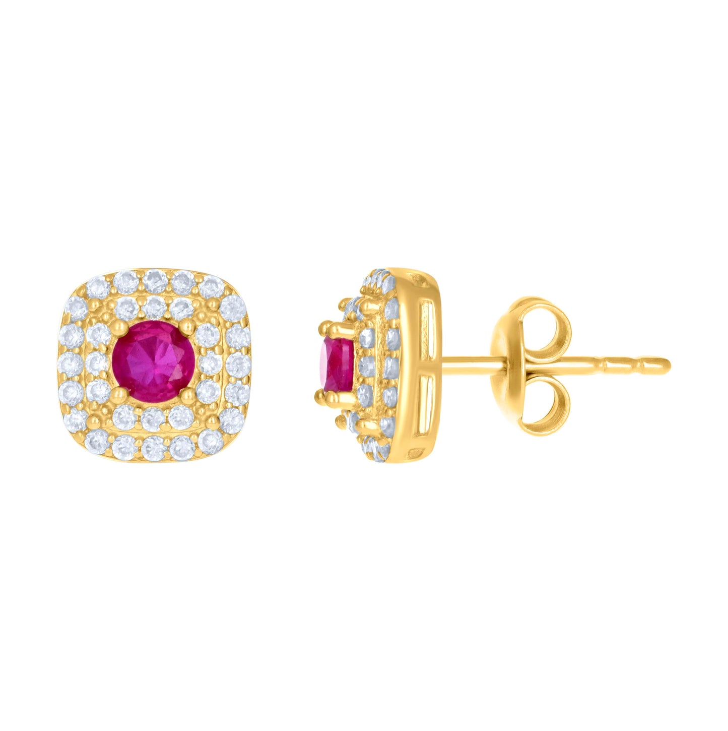 10K Yellow Gold Womens Cubic-Zirconia Square Fashion Stud Earrings