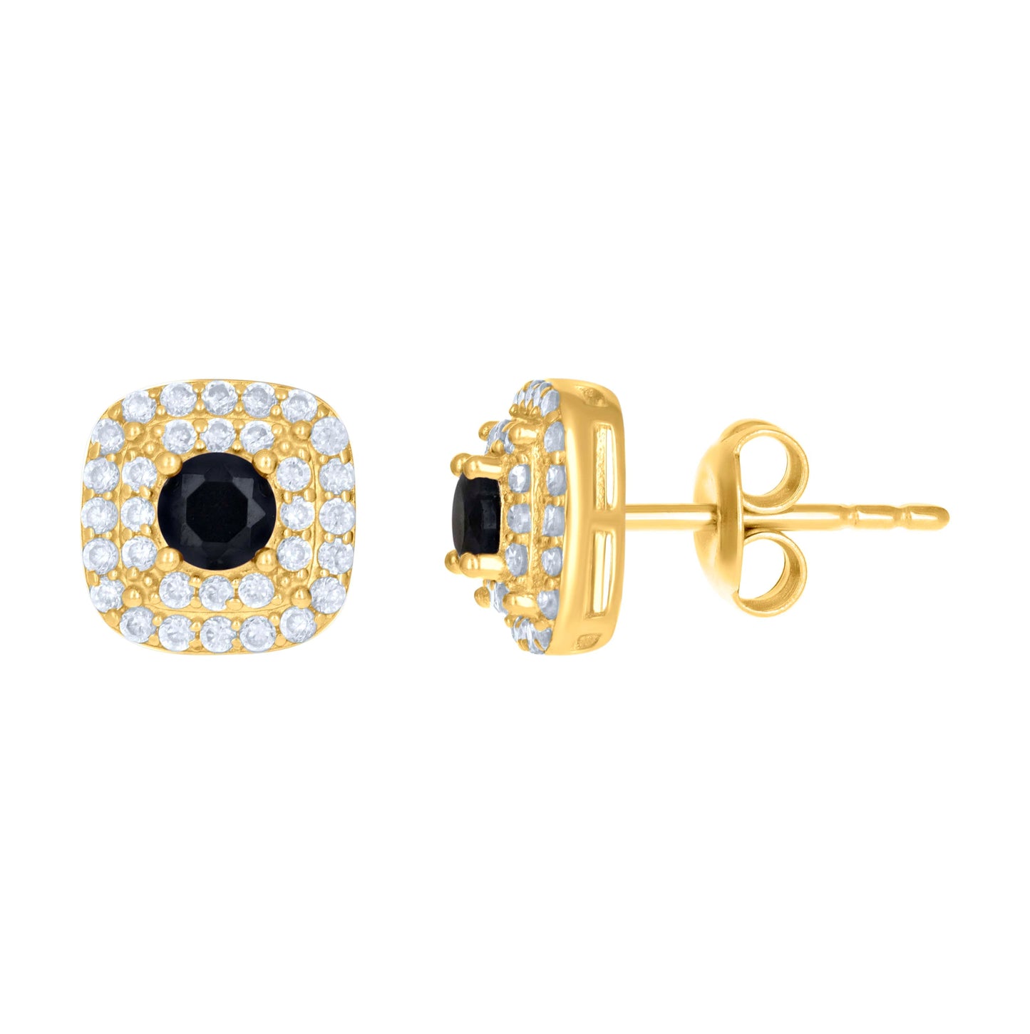 10K Yellow Gold Womens Cubic-Zirconia Square Fashion Stud Earrings