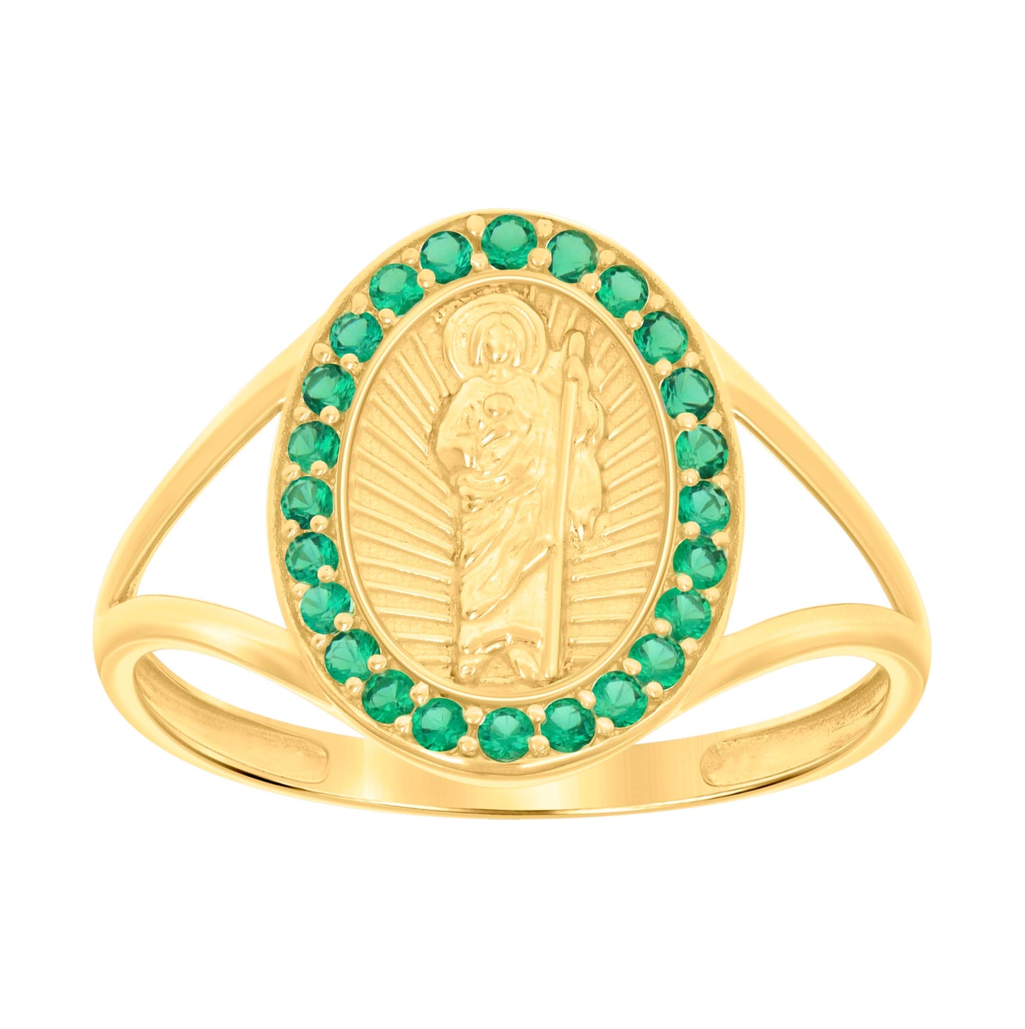 10K Yellow Gold Womens Cubic-Zirconia St. Jude Saints Religious Bridal Anniversary Engagement Wedding Ring