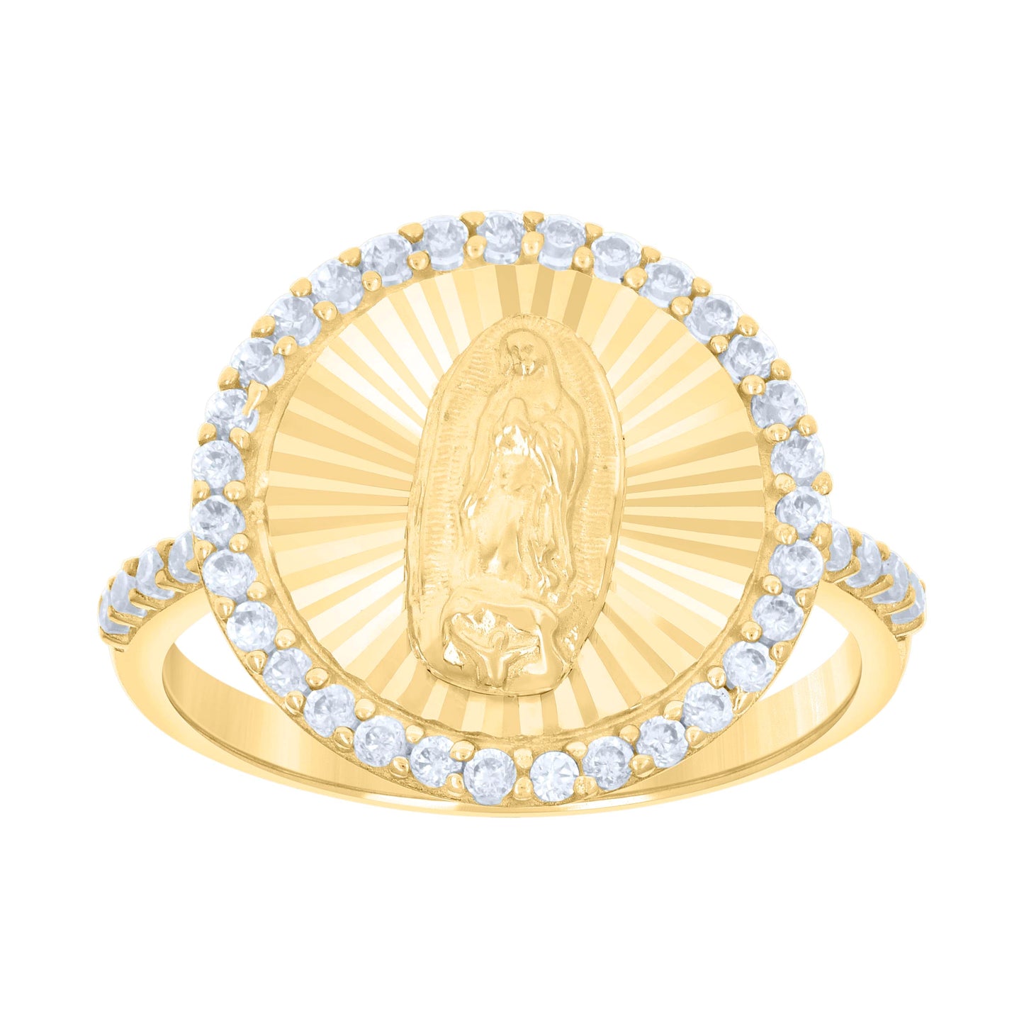 10K Yellow Gold Womens Cubic-Zirconia St. Jude Saints Religious Ring