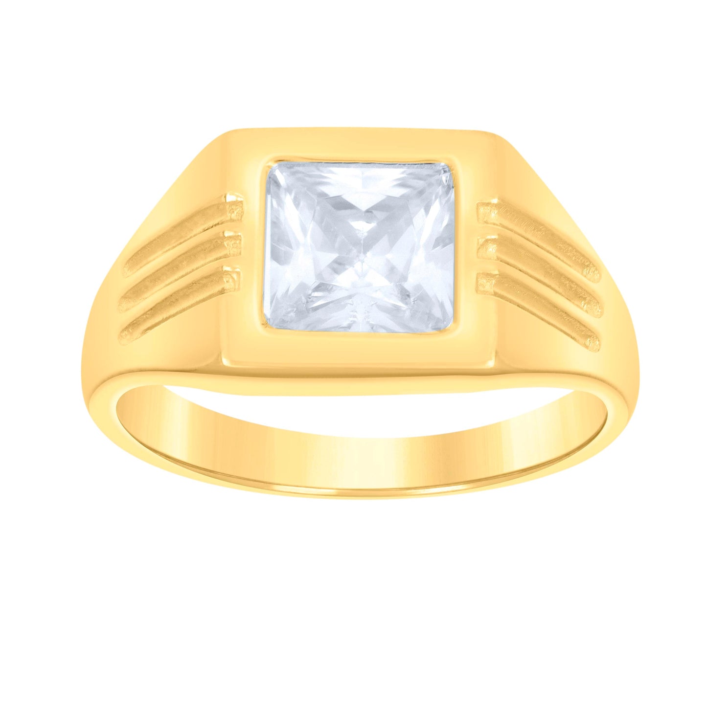 10K Yellow Gold Womens Princess Cut Cubic-Zirconia Square Head Fashion Bridal Anniversary Engagement Wedding Ring