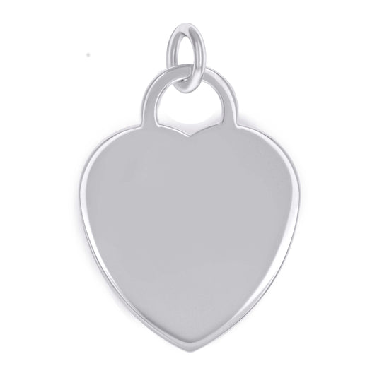 Sterling Silver Womens Engravable Disc Heart Charm Pendant