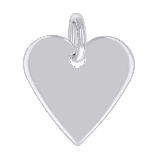 Sterling Silver Womens Engravable Disc Heart Charm Pendant