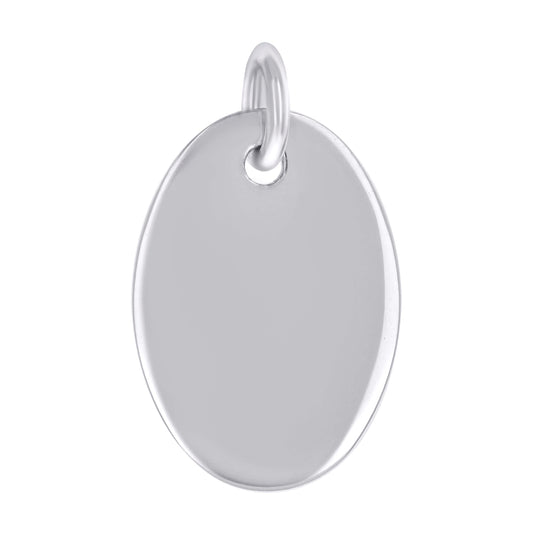 Sterling Silver Unisex Engravable Disc Oval Fashion Charm Pendant