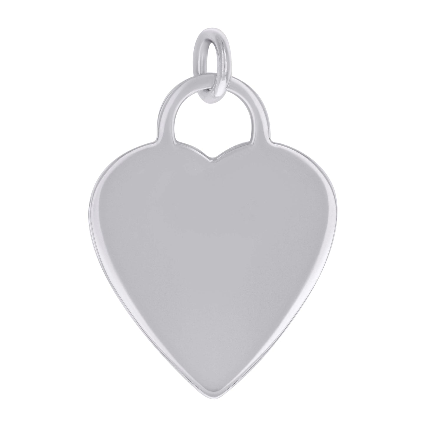 Sterling Silver Womens Engravable Disc Heart Charm Pendant