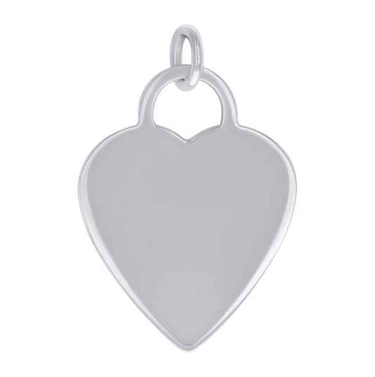 Sterling Silver Womens Engravable Disc Heart Charm Pendant