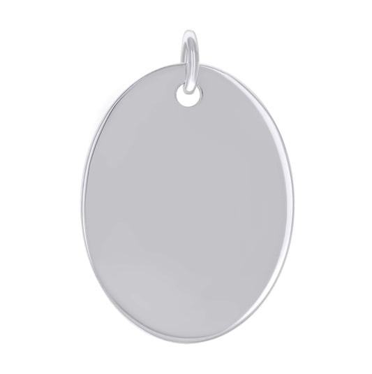 Sterling Silver Unisex Engravable Disc Oval Fashion Charm Pendant