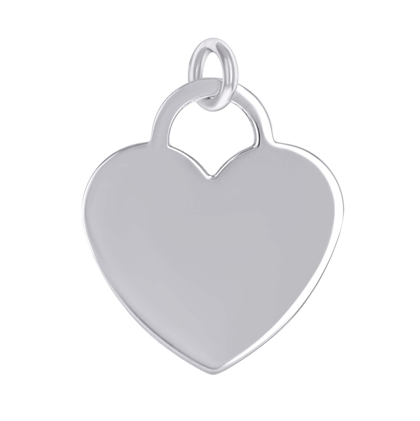 Sterling Silver Womens Engravable Disc Heart Charm Pendant