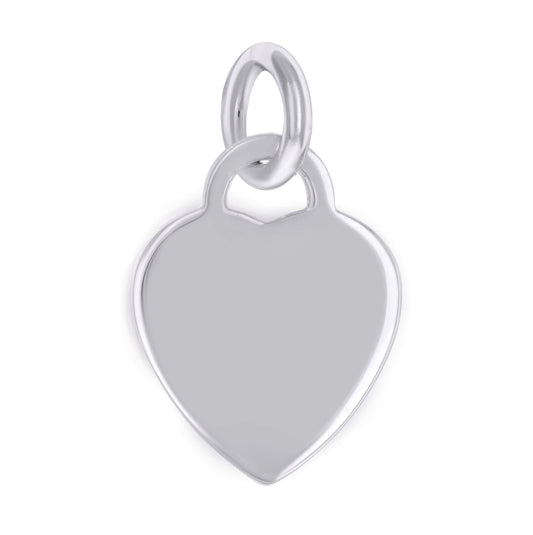 Sterling Silver Womens Engravable Disc Heart Charm Pendant