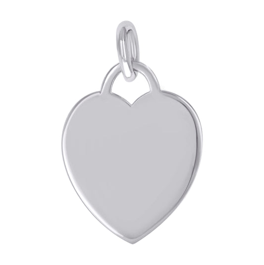 Sterling Silver Womens Engravable Disc Heart Charm Pendant