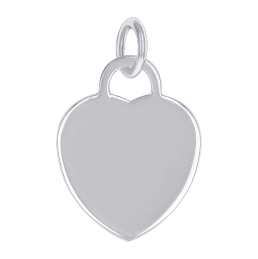 Sterling Silver Womens Engravable Disc Heart Charm Pendant