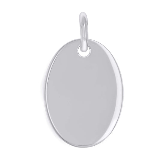 Sterling Silver Unisex Engravable Disc Oval Fashion Charm Pendant