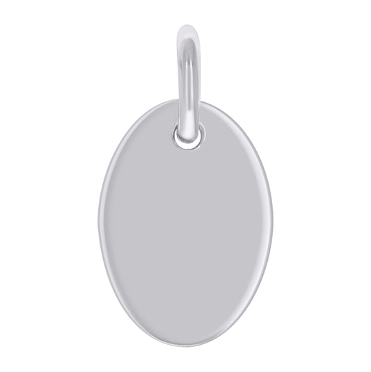 Sterling Silver Unisex Engravable Disc Oval Fashion Charm Pendant