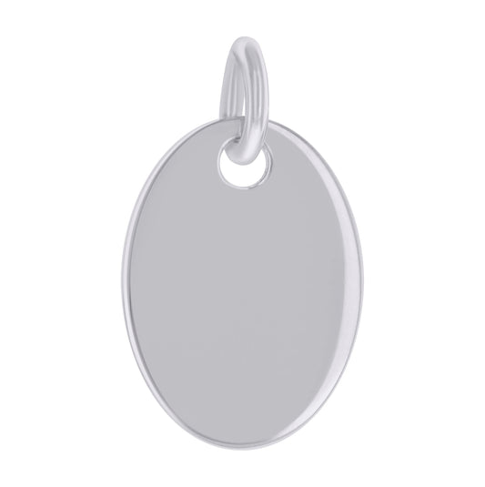 Sterling Silver Unisex Engravable Disc Oval Fashion Charm Pendant