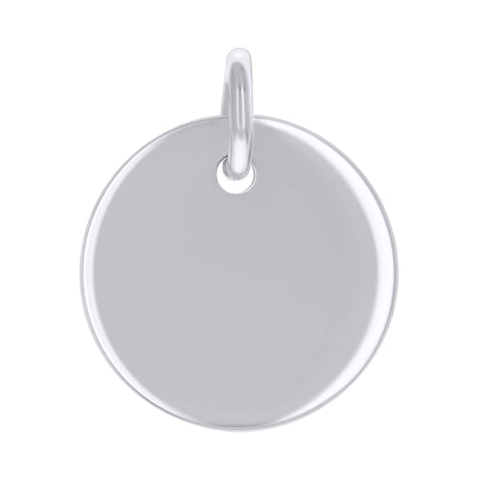 Sterling Silver Unisex Engravable Disc Round Fashion Charm Pendant