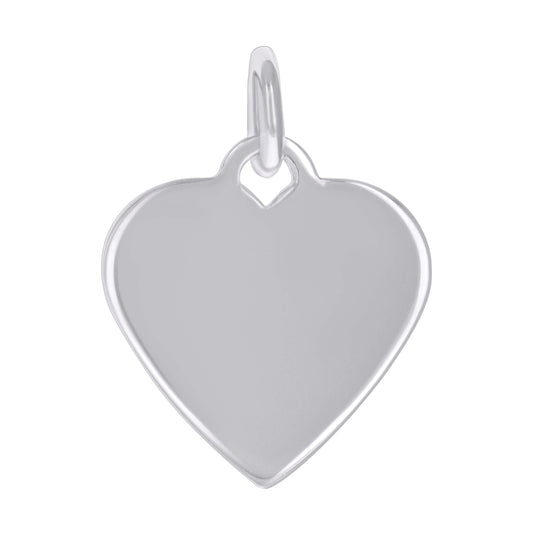 Sterling Silver Womens Engravable Disc Heart Charm Pendant