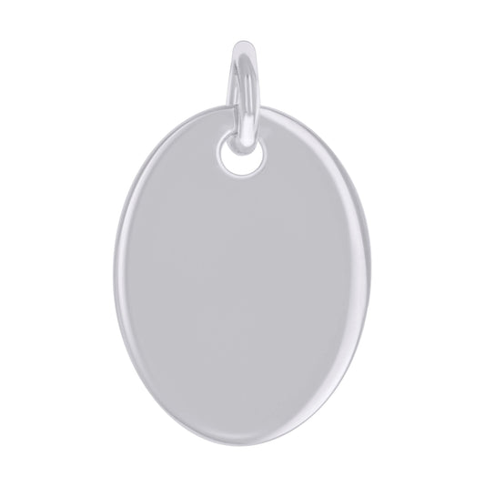 Sterling Silver Unisex Engravable Disc Oval Fashion Charm Pendant